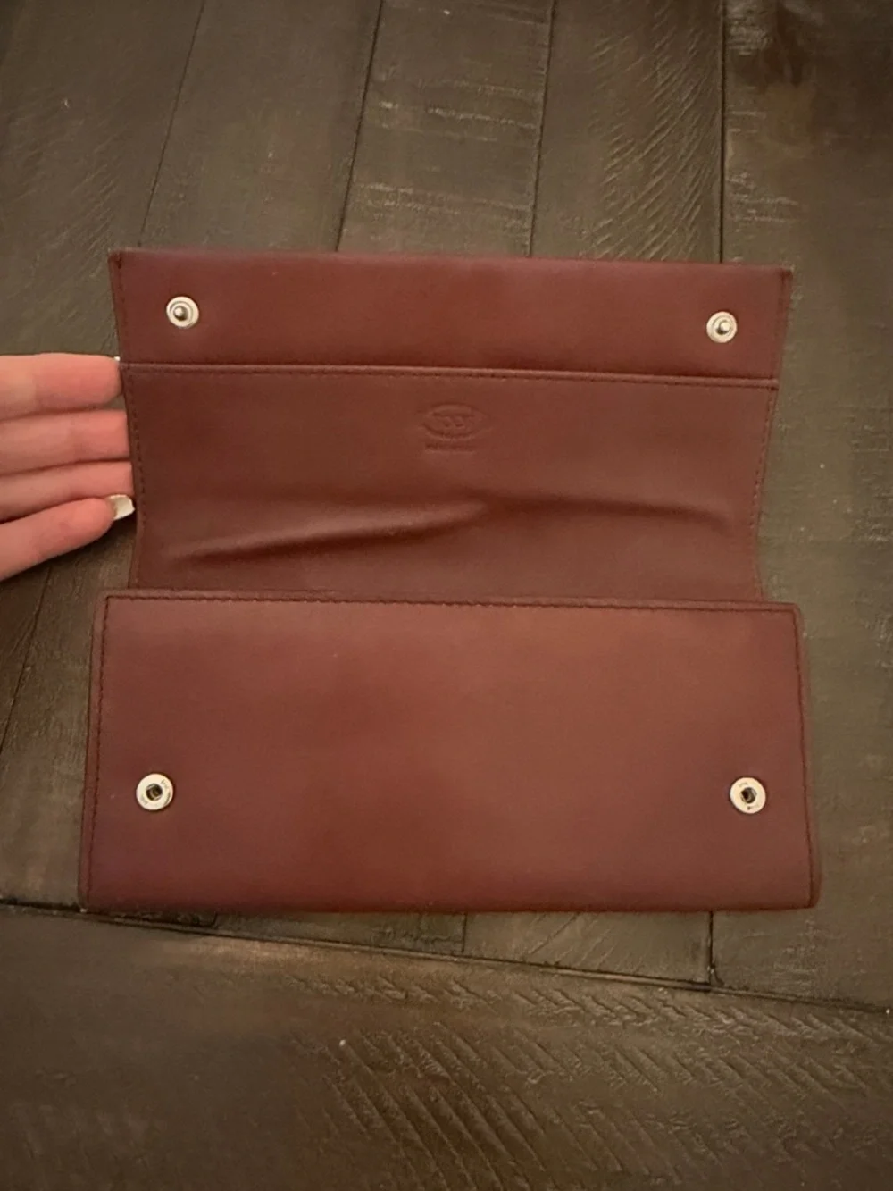 Tod's Brown Leather Continental Wallet with Gold Grommets